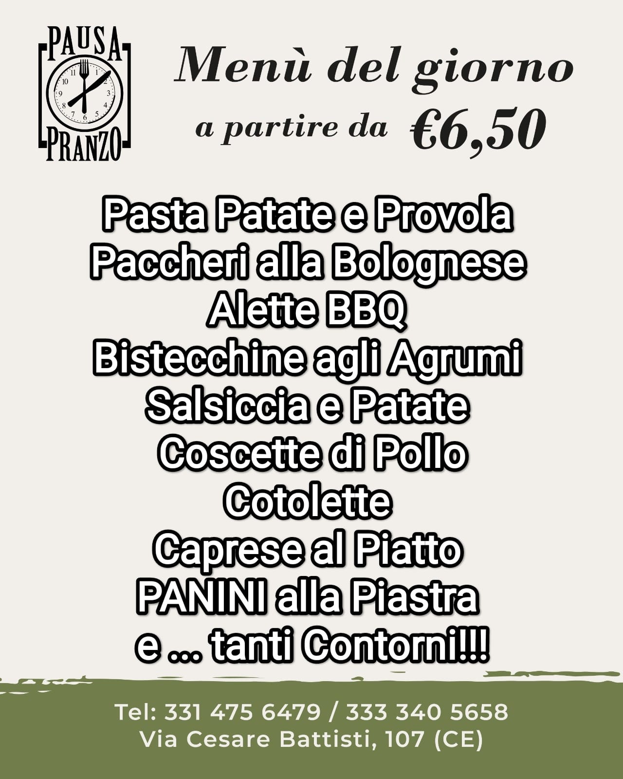 Anteprima del menu del giorno di Pausa Pranzo